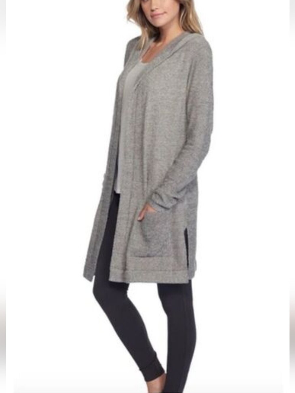 NWT Barefoot Dreams Resort Cardi Gtaphite Stone Size 1X Womens Gray